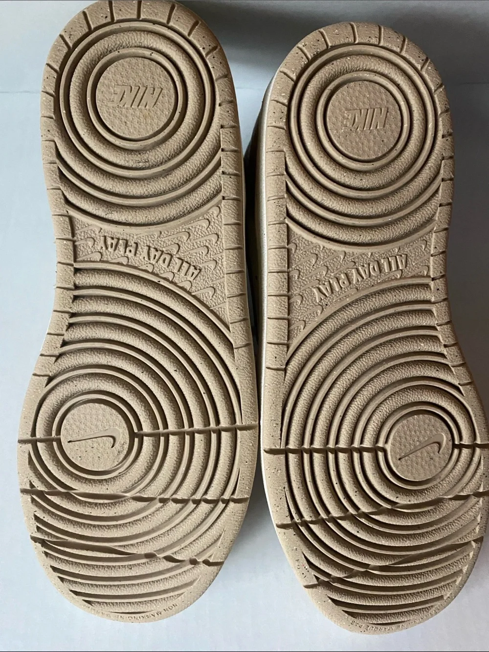 Nike Kids Mid-Top Sneakers in White and Tan